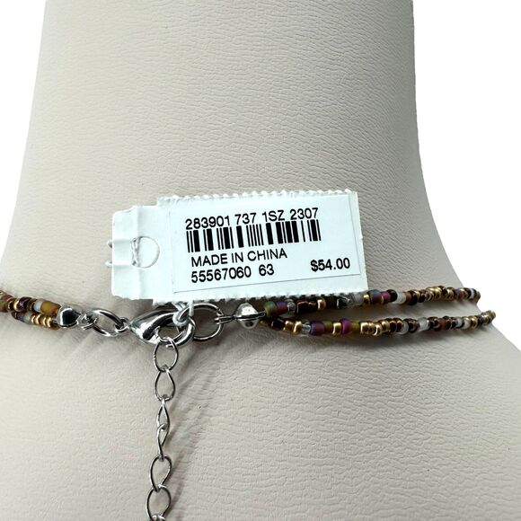 J. Jill Multi-Beaded Strand Necklace Long Agate Pendant Tassel Statement Metal - Picture 10 of 10